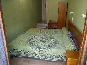 佩皮尼昂贝瑞酒店的绿墙客房内的两张床
