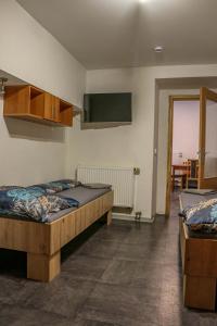 米洛维采Penzion Kotvas的客房设有两张床和一台平面电视。