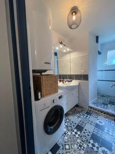 波城Magnifique Appartement Hypercentre - Le Charly的一间带水槽和洗衣机的浴室