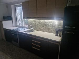 RELAX VILLA的带水槽的厨房台面和窗户