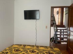 马尼萨莱斯Bhospedaje的卧室配有一张床,墙上配有电视