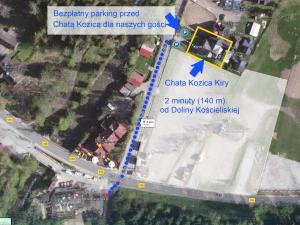 考斯赛力克Chata Kozica Kiry的一张地图,上面有通往停车场的路线
