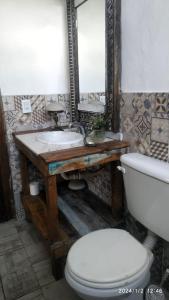 阿雷科河畔卡门Casa De Campo El Corral的一间带水槽、卫生间和镜子的浴室