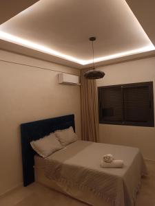 马拉喀什Appart prestige de luxe的一间卧室设有一张床和天花板