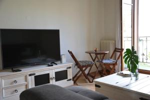 日内瓦HOCORAS Apartment的客厅配有壁橱上的平面电视