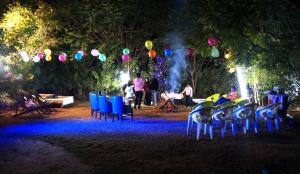 阿尔瓦尔Wow Relish的一群椅子和气球在公园里过夜