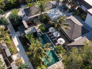 吉利特拉旺安Cocana Resort Gili Trawangan的享有棕榈树游泳池的顶部景致