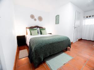 巴雷鲁VILA NATURA的一间卧室配有一张带绿毯的床