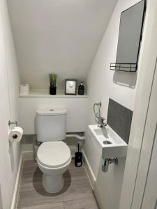 Water OrtonSt Blaise的白色的浴室设有卫生间和水槽。