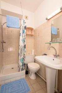 弗尔东河畔莱萨莱浦莱因沃伊尔求知酒店的浴室配有卫生间、盥洗盆和淋浴。