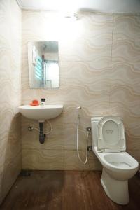贾夫纳Sobia Villa的一间带水槽、卫生间和镜子的浴室