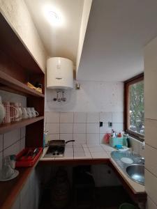 拉巴斯Villa Florita的一间带水槽和炉灶的小厨房