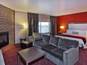 兰德Shoshone Rose Casino & Hotel的酒店客房设有一张沙发和一张床