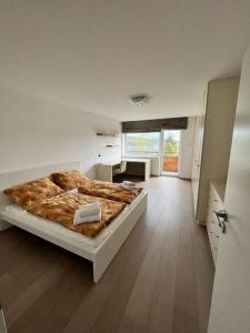Great spacious villa near Prague的一间卧室配有一张床和一张书桌