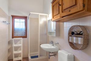 卢加诺Casa Lara - Happy Rentals的一间带水槽、卫生间和镜子的浴室
