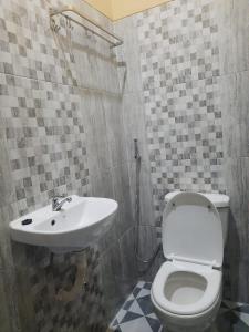 WenditOmah Joglo Bugis的一间带卫生间和水槽的浴室