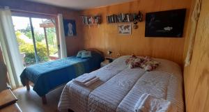 普孔Saida Room Villarrica, arriendo habitaciones的一间卧室设有一张床和一个窗口