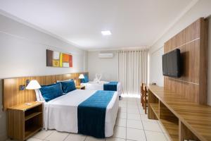 卡达斯诺瓦斯DIROMA EXCLUSIVE - BVTUR的配有一张床和一台平面电视的酒店客房