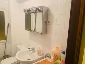 雷诺萨Apartament 3 Bedrooms 80m2 con WIFI Alto Campoo Reinosa Cantabria的一间带水槽、卫生间和镜子的浴室