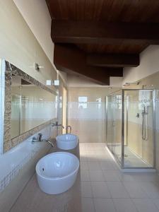 CastelmauroPARCO DELLE STELLE的大型浴室设有2个水槽和淋浴。