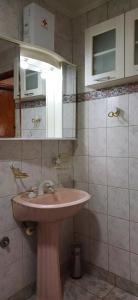 乌斯怀亚Casa céntrica compartida的一间带水槽和镜子的浴室