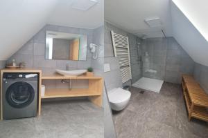 GoreljekChalet Pokljuka的一间带水槽和洗衣机的浴室