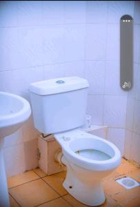 马查科斯Georgia Furnished Apartments的浴室配有白色卫生间和盥洗盆。