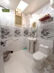 瓦拉纳西Stay daily Inn的一间带卫生间和水槽的浴室
