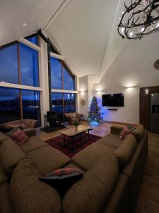 洛欣弗Waterloo House的客厅设有大沙发和圣诞树