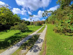蒙泰韦尔德哥斯达黎加克拉罗卢纳酒店的蓝天草场上的土路