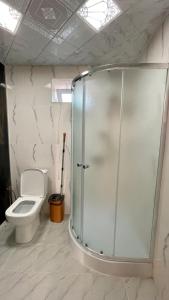 伊斯梅尔雷AkbA-Frame3的一间带卫生间和玻璃淋浴间的浴室