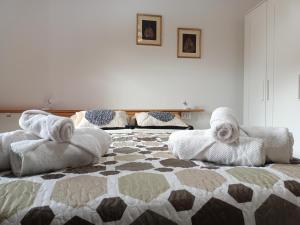 IlbonoLe Sorgenti Guest House的一间卧室配有两张带毛巾的床