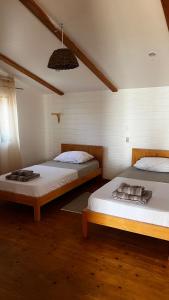 萨尔雷Kaia Beach House Boa Vista Front Sea View Apartments的配有两张床的客房内。