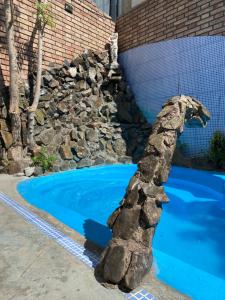 门多萨卢卡波多旅舍的游泳池旁的马雕像