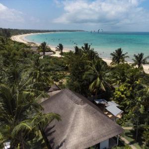 维兰库卢什Samara Lodge的享有棕榈树海滩和大海的景色