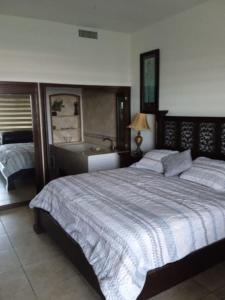 佩尼亚斯科港Sonoran Sky Resort Vista a Playa Azul的一间卧室设有一张大床和一个浴缸