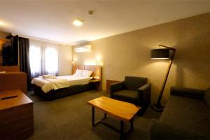 KonakVaryant Hotel的配有一张床和一把椅子的酒店客房