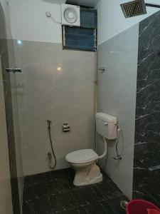 瓦拉纳西Preeti's Nest的一间带卫生间和淋浴的小浴室