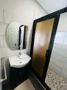 恩多拉Elisheva apartment的一间带水槽和镜子的浴室
