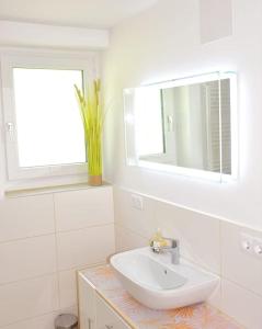 赛特朵夫Ferienhaus Julia - Ossiacher See的白色的浴室设有水槽和镜子
