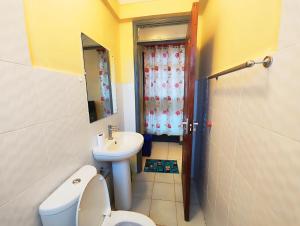 KikuyuThe Little Haven - Ample Parking, Views & Netflix的一间带卫生间和水槽的小浴室