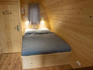 BaardCamping pod: Lyts Dekema 2的小屋内的一张木墙床