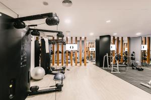 哈恩HO城市哈恩酒店的一个带哑铃和其他健身器材的健身房