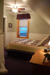 Cap Le Moine黄边车住宿加早餐旅馆的一间卧室设有一张床和一个窗口