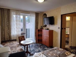 斯克拉斯卡波伦巴Górska Róża的一间酒店客房,配有一张床和一台电视