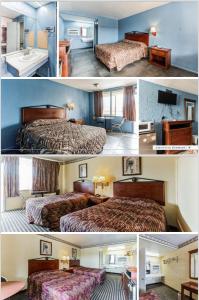 福雷斯特城Regency Inn的两张带两张床的酒店客房的照片