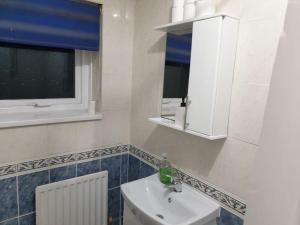 Oasis Abode @Shiremoor的白色的浴室设有水槽和窗户。