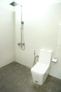 康提Eden Rock Luxurious Accommodation的白色的浴室设有卫生间和淋浴。