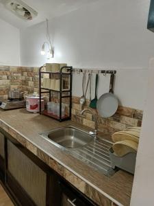 科隆Elisha's Guest House的厨房配有水槽和台面