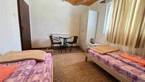 扎布利亚克SNAM Rooms&Apartment的配有两张床铺的客房配有桌椅